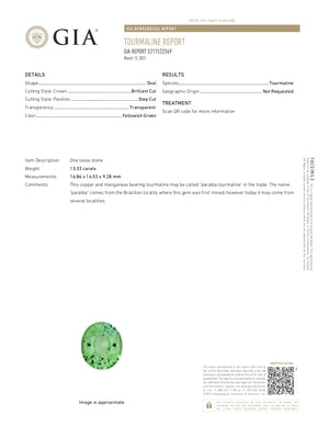 "GIA & AGL Certified" Paraiba Tourmaline 13.33 Carats