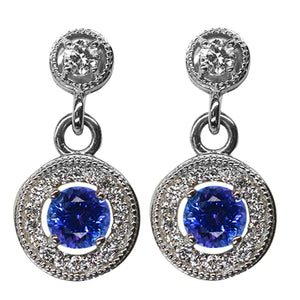 Tanzanite & Diamond Earrings 1.45 Carats