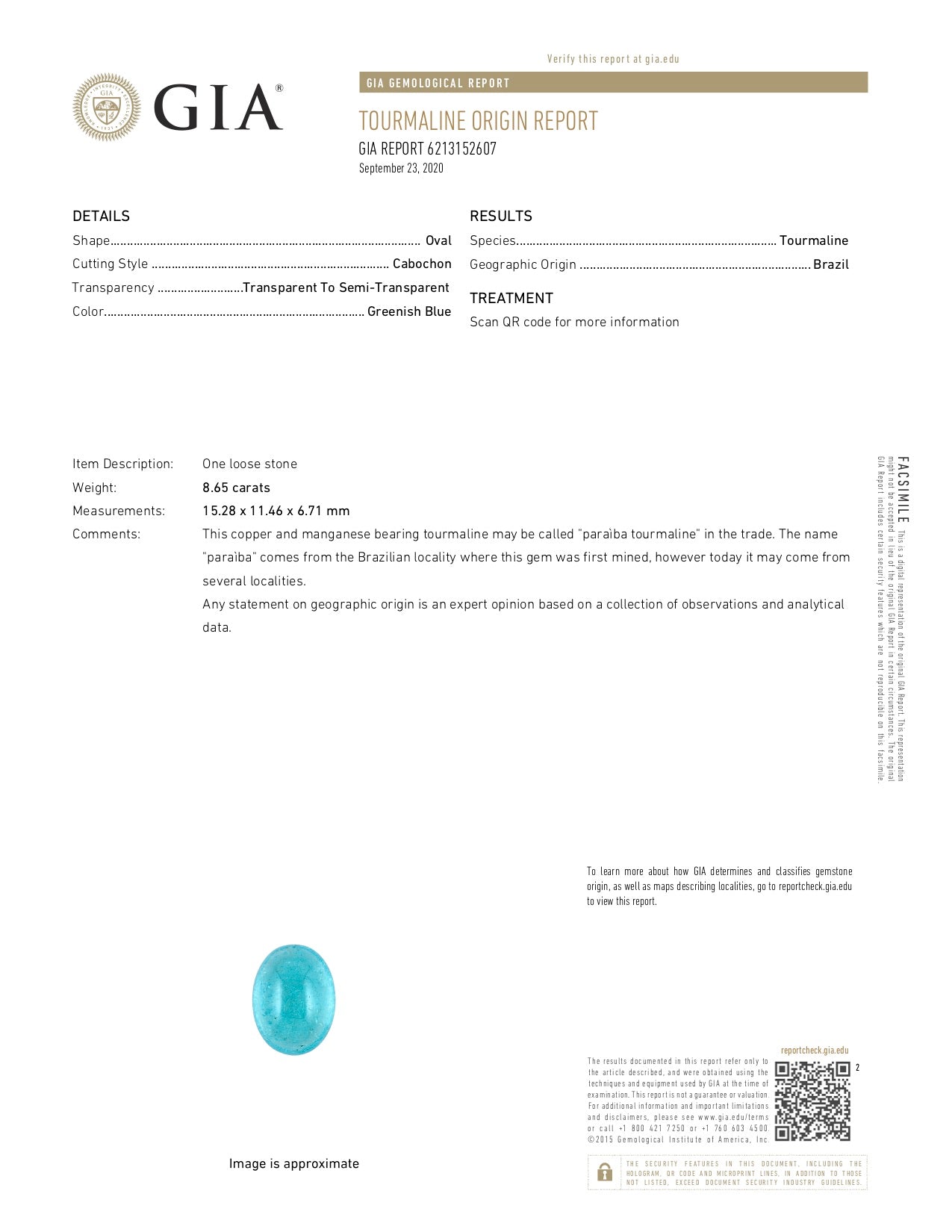 Paraiba Tourmaline 8.65 Carats