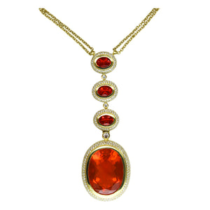 Fire Opal & Diamond Pendant 25.75 Carats