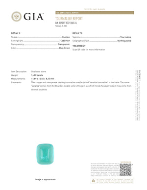 Paraiba Tourmaline Ring 14.00 Carats