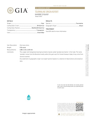 "GIA Certified" Paraiba Tourmaline 0.54 Carats