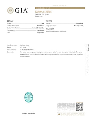 "GIA Certified" Paraiba Tourmaline 6.84 Carats