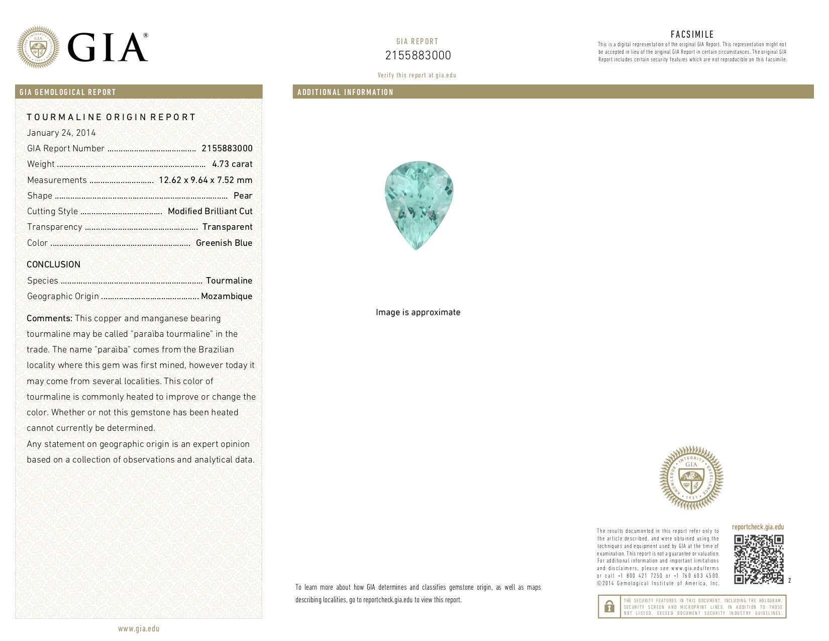 Paraiba Tourmaline Ring 4.73 Carats