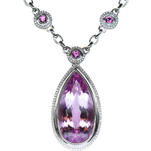 Kunzite & Diamond Pendant 67.00 Carats