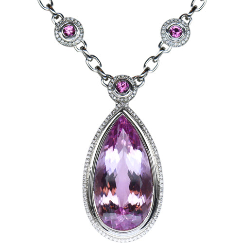 Kunzite & Diamond Pendant 67.00 Carats