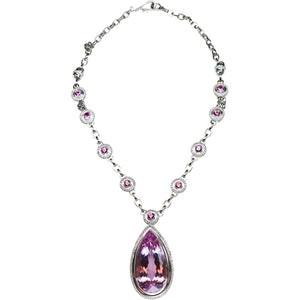 Kunzite & Diamond Pendant 67.00 Carats