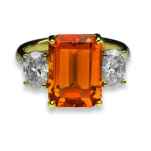 Mandarin Garnet & Diamond Ring 6.64 Carats