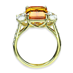 Mandarin Garnet & Diamond Ring 6.64 Carats