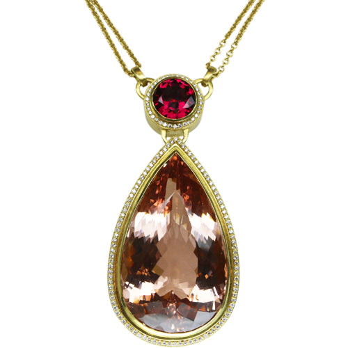 Morganite & Rubellite Pendant 110 Carats