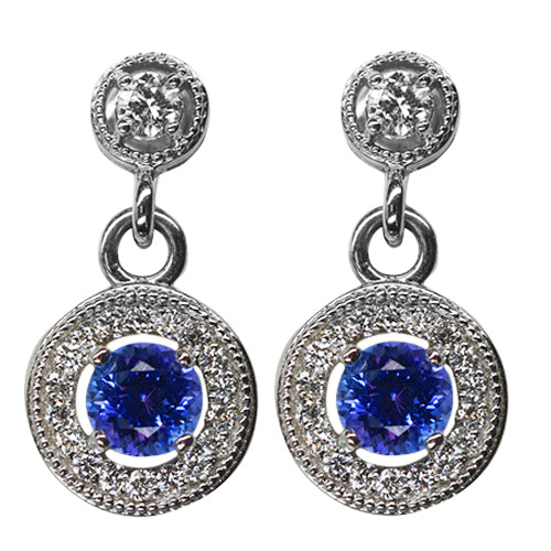 Tanzanite & Diamond Earrings 1.45 Carats