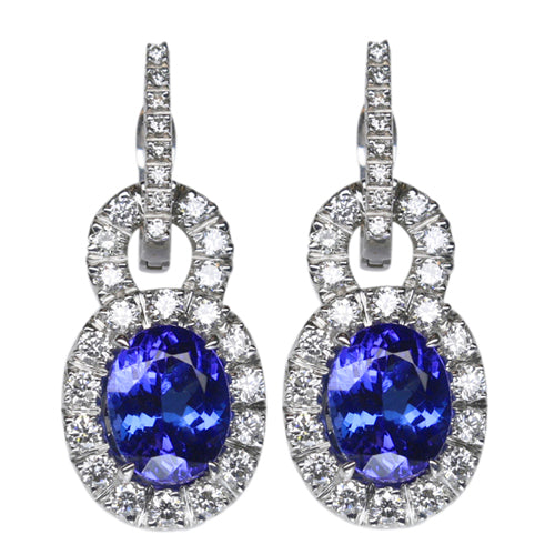 Tanzanite & Diamond Earrings 6.50 Carats
