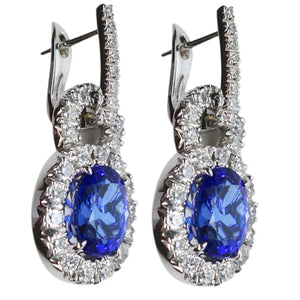 Tanzanite & Diamond Earrings 6.50 Carats